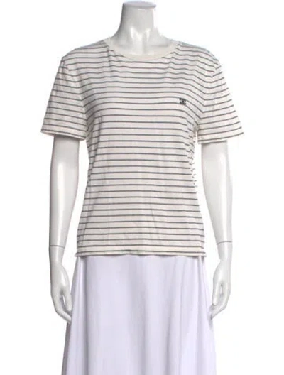 Pre-owned Celine Striped Crew Neck T-shirt In Blue/white