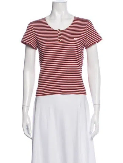 Pre-owned Celine Striped Crew Neck T-shirt In Blue/white