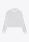 Celine Women Cropped Cotton Shirt With Striped Motif In White