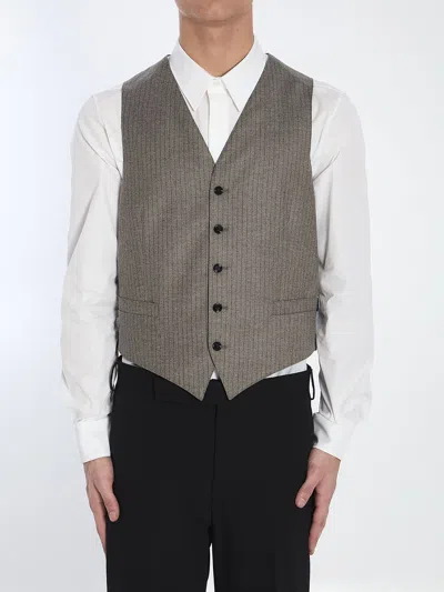 Celine Striped Flannel Vest In Grey
