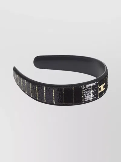 Celine Striped Headband Featuring Sequin Detail In Black