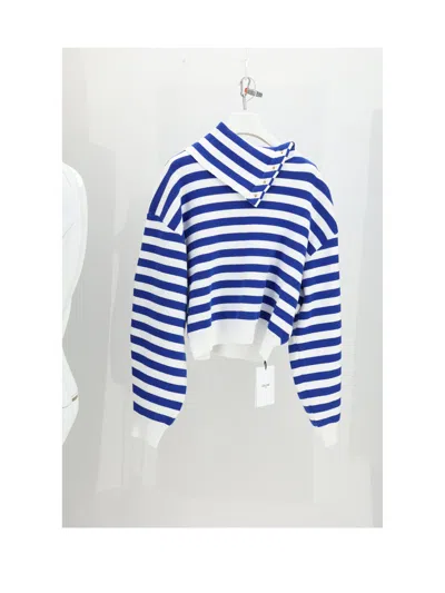 Celine Striped High-neck Cotton Sweater In Multi
