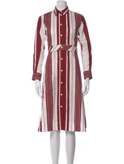 Pre-owned Celine Striped Knee-length Dress In Burgundy