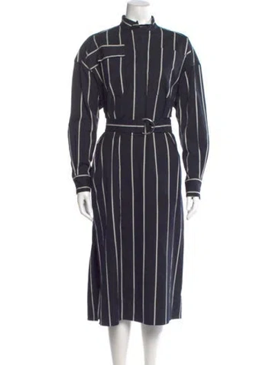 Pre-owned Celine Striped Long Dress In Blue