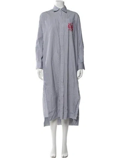 Pre-owned Celine Striped Long Dress In Blue