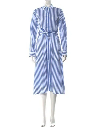 Pre-owned Celine Striped Long Dress In Blue