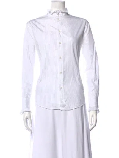 Pre-owned Celine Striped Long Sleeve Blouse In Neutrals