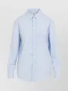 Celine Women Wide-sleeved Cotton Poplin Shirt With Stripes In Blue