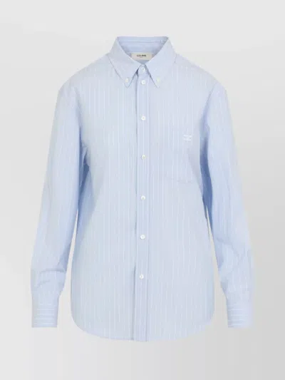 Celine Striped Long Sleeve Button Down Shirt