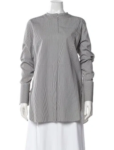 Pre-owned Celine Striped Long Sleeve Button-up Top In Multi