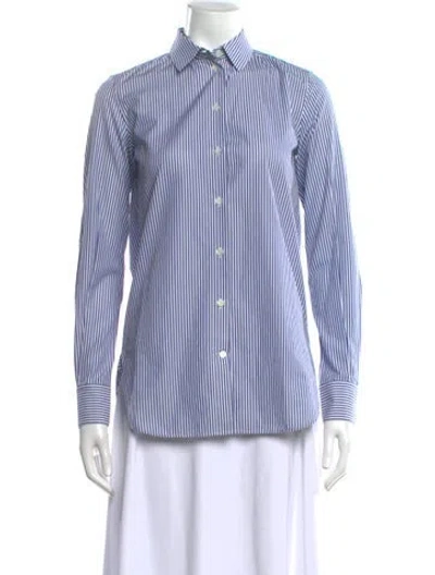 Pre-owned Celine Striped Long Sleeve Button-up Top In Multi