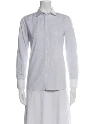 Pre-owned Celine Striped Long Sleeve Button-up Top In Neutral