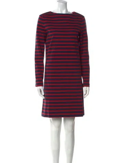 Pre-owned Celine Striped Long Sleeve Mini Dress In Blue