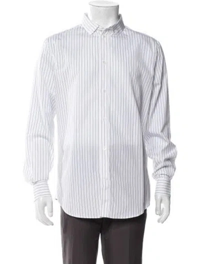 Pre-owned Celine Striped Long Sleeve Shirt In White