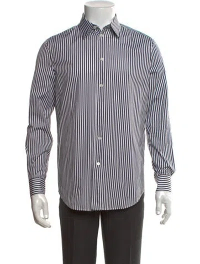Pre-owned Celine Striped Long Sleeve Shirt In White