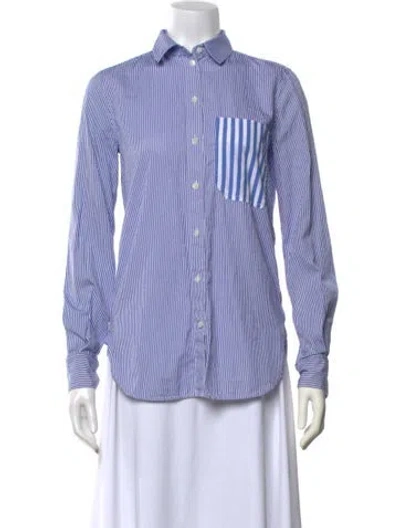 Pre-owned Celine Striped Long Sleeve Top In Blue