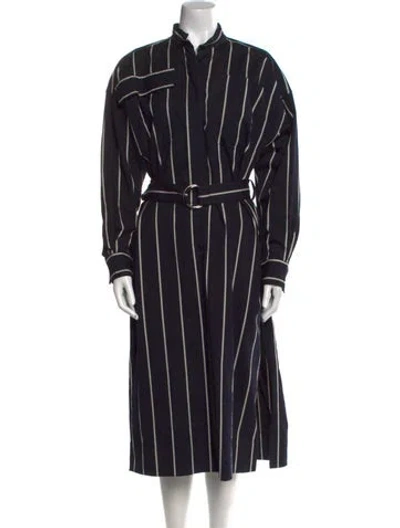 Pre-owned Celine Striped Midi Length Dress In Blue