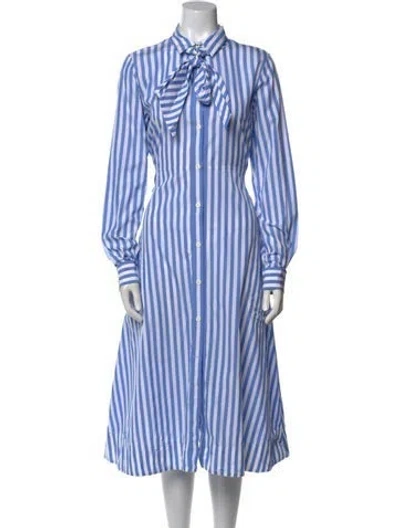 Pre-owned Celine Striped Midi Length Dress In Blue