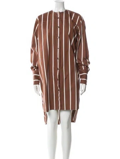 Pre-owned Celine Striped Midi Length Dress In Brown