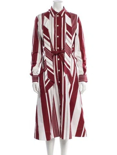 Pre-owned Celine Striped Midi Length Dress In Red