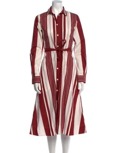 Pre-owned Celine Striped Midi Length Dress In Red