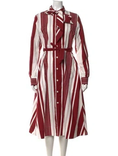 Pre-owned Celine Striped Midi Length Dress In Red