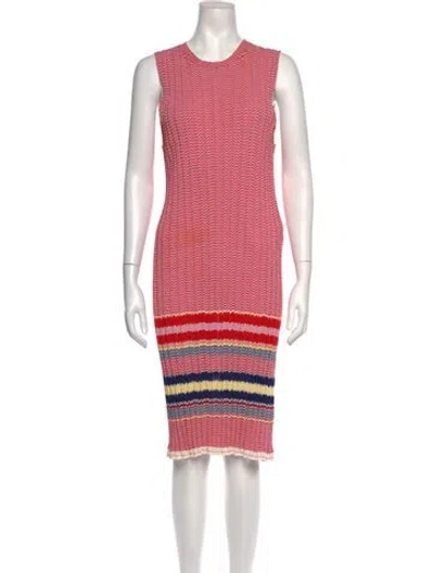 Pre-owned Celine Striped Midi Length Dress In Red