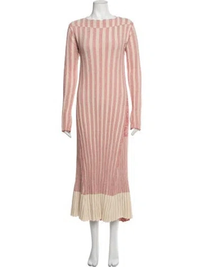 Pre-owned Celine Striped Midi Length Dress In Red
