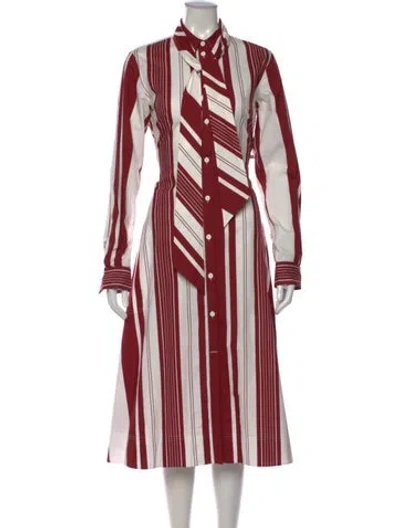 Pre-owned Celine Striped Midi Length Dress In White