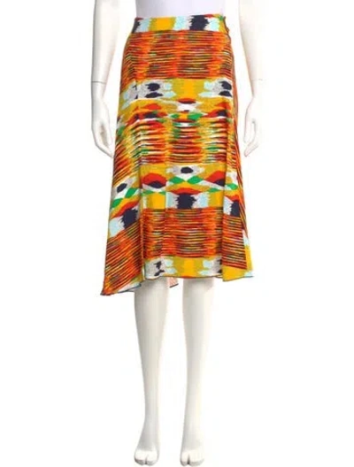 Pre-owned Celine Striped Midi Length Skirt In Orange