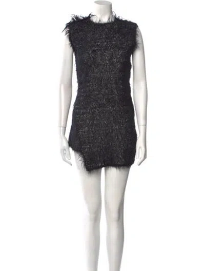 Pre-owned Celine Striped Mini Dress In Black