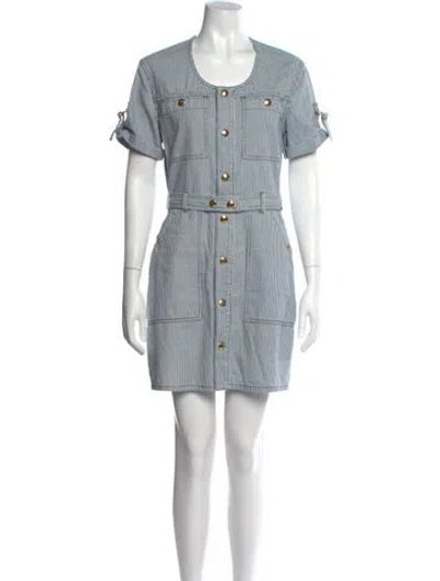 Pre-owned Celine Striped Mini Dress In Blue