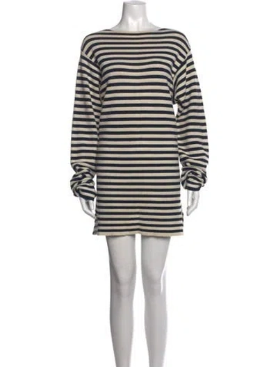 Pre-owned Celine Striped Mini Dress In Blue/neutrals