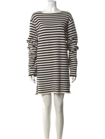 Pre-owned Celine Striped Mini Dress In Blue/neutrals