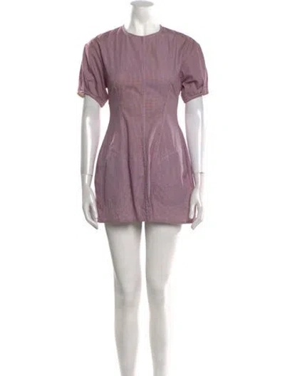 Pre-owned Celine Striped Mini Dress In Burgundy