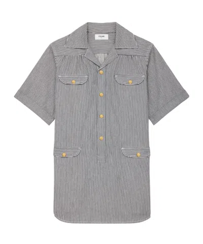 Celine Striped Mini Dress In Gray
