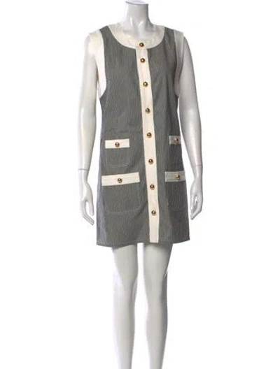 Pre-owned Celine Striped Mini Dress In Grey