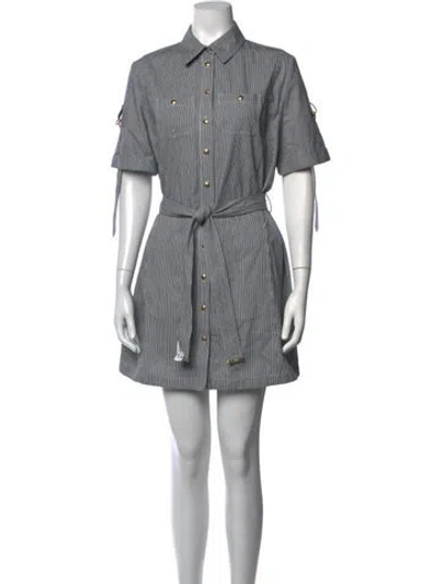 Pre-owned Celine Striped Mini Dress In Grey