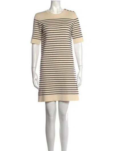 Pre-owned Celine Striped Mini Dress In Neutrals