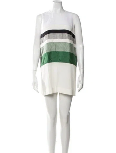 Pre-owned Celine Striped Mini Dress In Neutrals