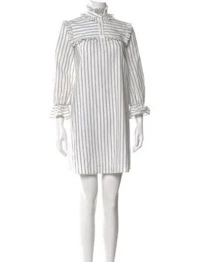 Pre-owned Celine Striped Mini Dress In White
