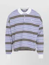 Celine Polo Sweater In Striped Cotton In Blue