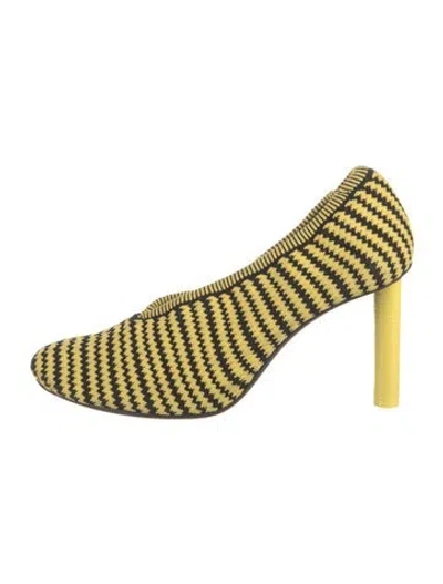 Pre-owned Celine Striped Pumps In Yellow