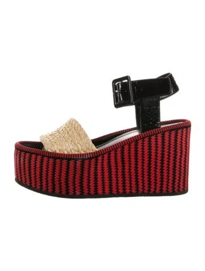 Pre-owned Celine Striped Sandals In Red