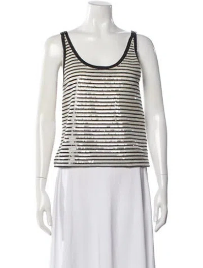 Pre-owned Celine Striped Scoop Neck Top In Neutral