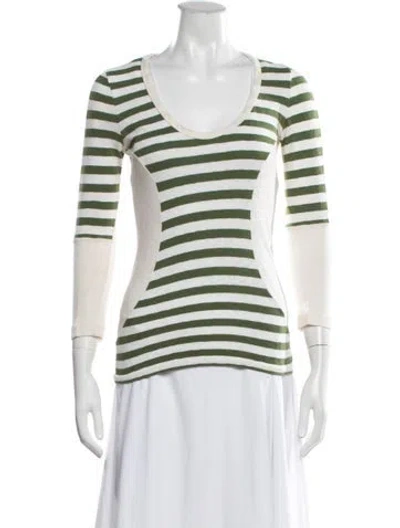 Pre-owned Celine Striped Scoop Neck T-shirt In Neutrals