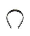 Celine Striped Sequins Headband In Calfskin, Polyester And Brass With Gold Finish In Black