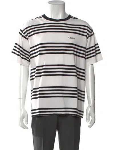 Pre-owned Celine Striped Short Sleeve Shirt In White
