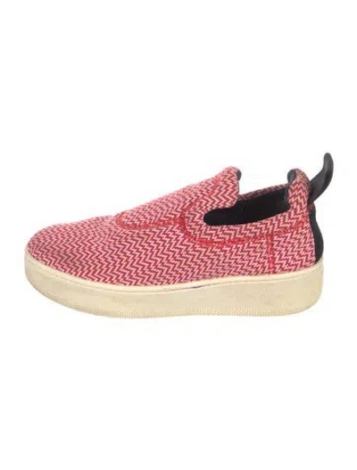 Pre-owned Celine Striped Sneakers In Red