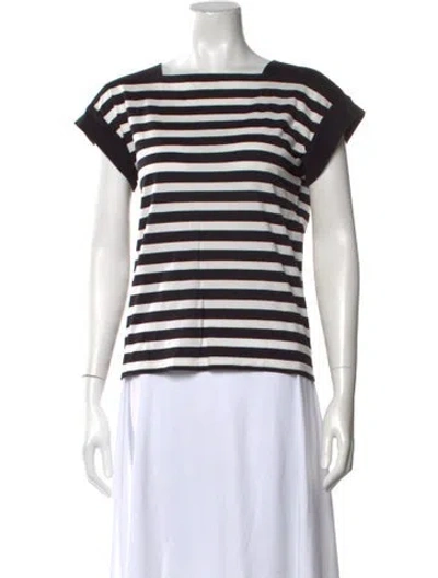 Pre-owned Celine Striped Square Neckline T-shirt In Black